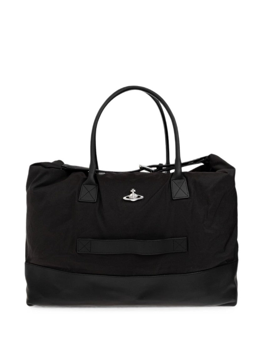 Vivienne Westwood Spacious Black Duffle Bag With Leather Base