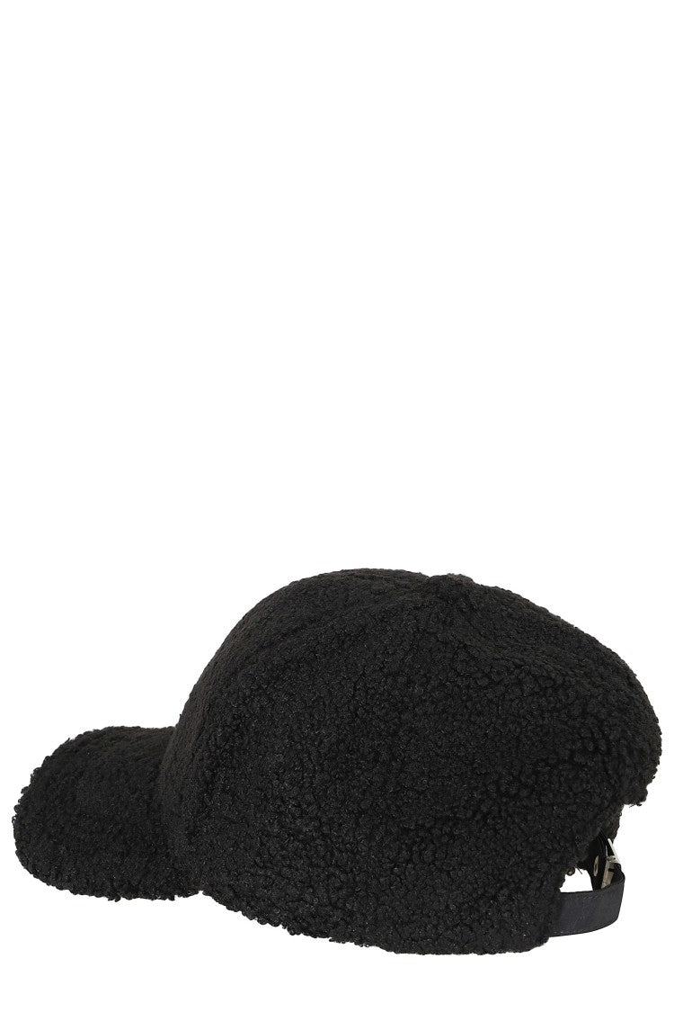 Mm6 By Maison Margiela Black Textured Structured Brim Logo Cap Hat