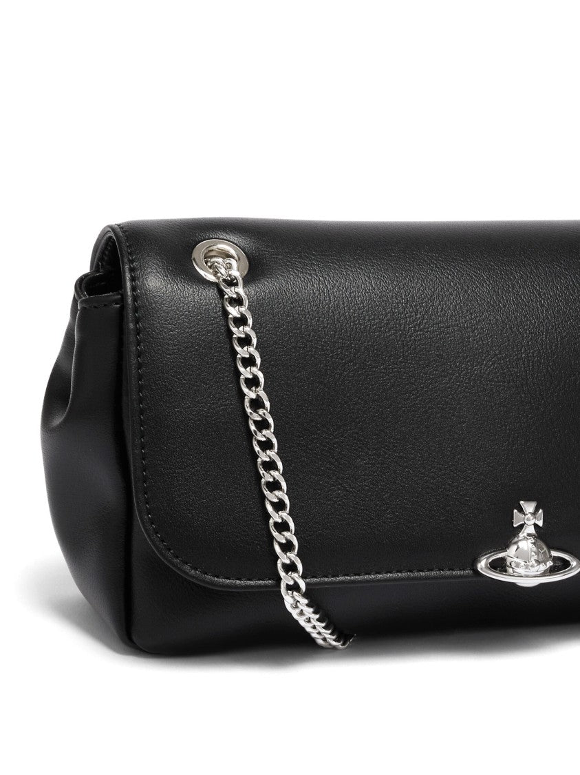Vivienne Westwood Chain Crossbody Black Leather Purse