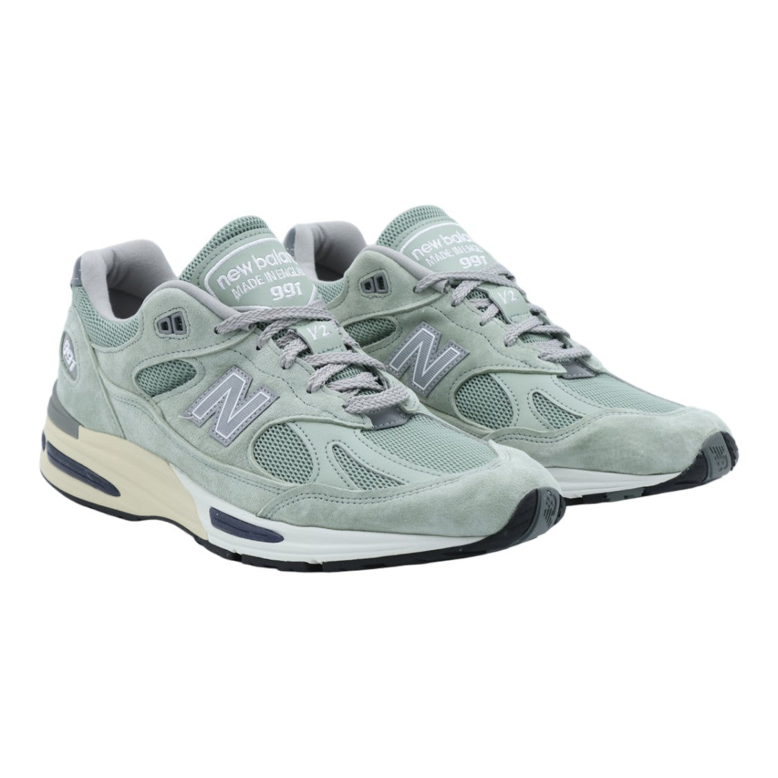 New Balance Chunky Suede And Mesh Sneakers With Cream Midsole