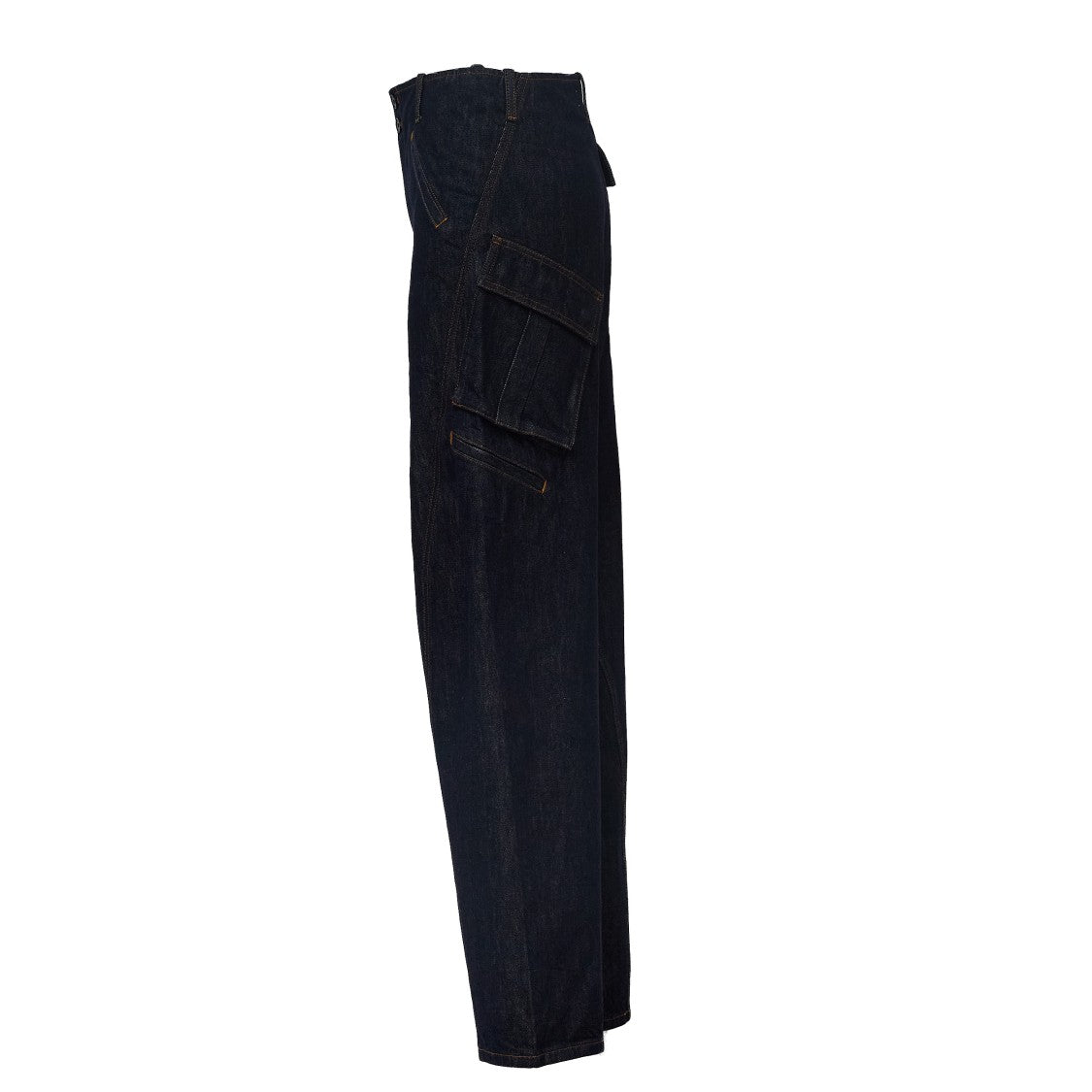Self-Portrait Indigo Denim Cargo Jeans With Barrel Cut And Multi-Pocket Design