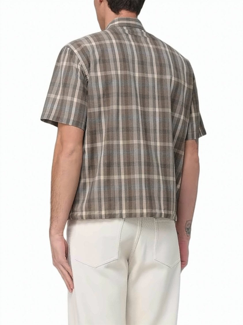 Auralee Boxy Fit Short-Sleeve Plaid Shirt With Classic Collar