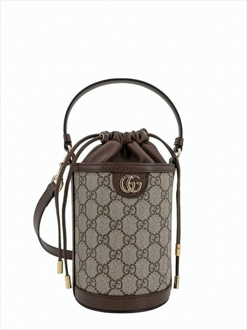 Gucci Cylindrical Monogram Canvas Bucket Bag