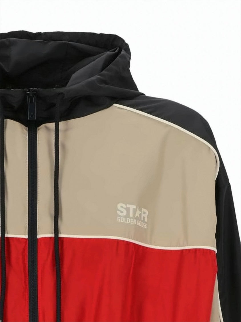 Golden Goose Color-Block Casual Jacket With Drawstring Hood And Lightweight Fabric