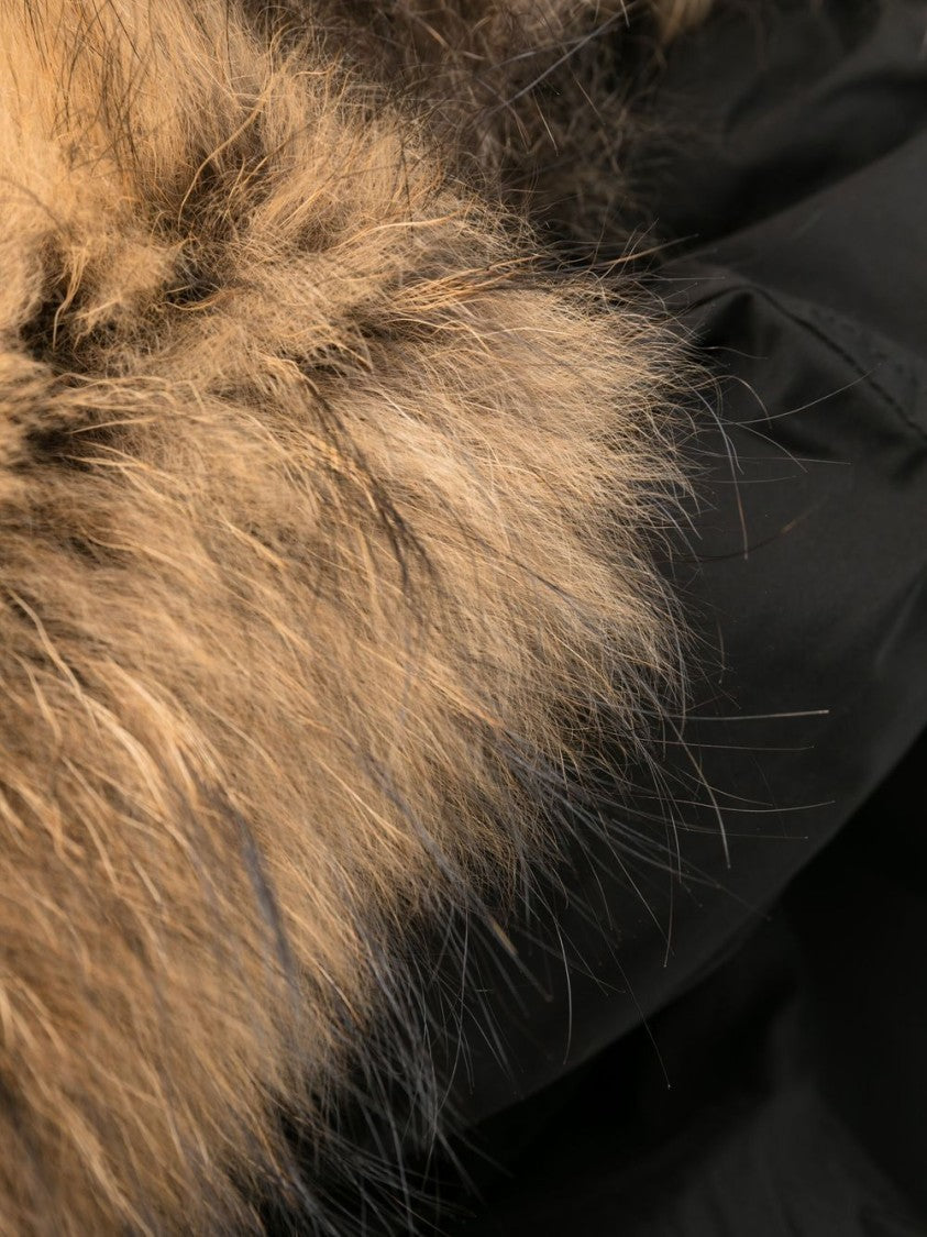 Woolrich Insulated Black Parka With Fur Trimmed Hood