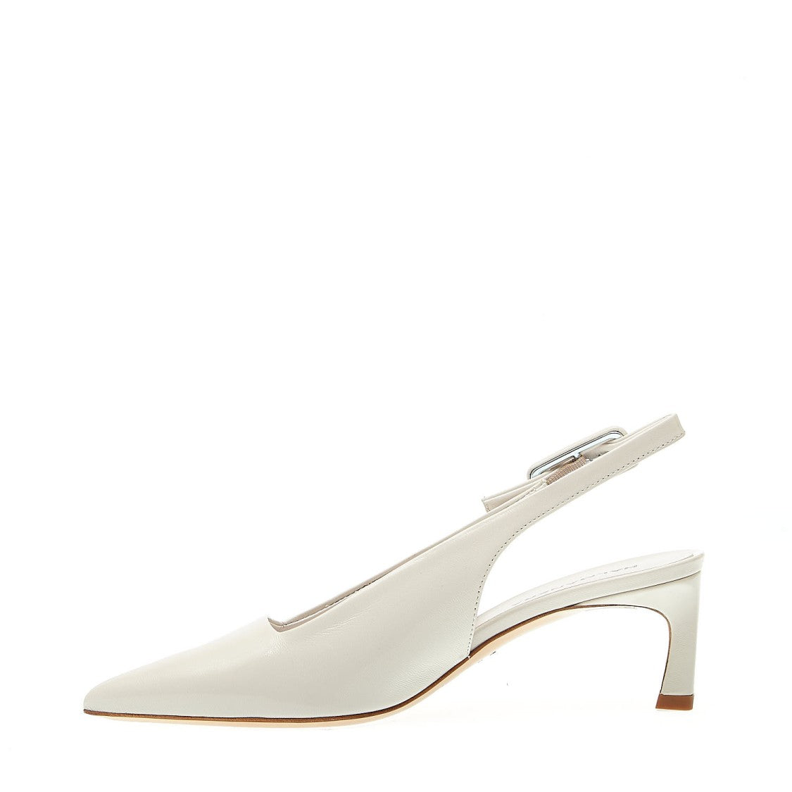 Halmanera Cream Patent Leather Slingback Thin Heel