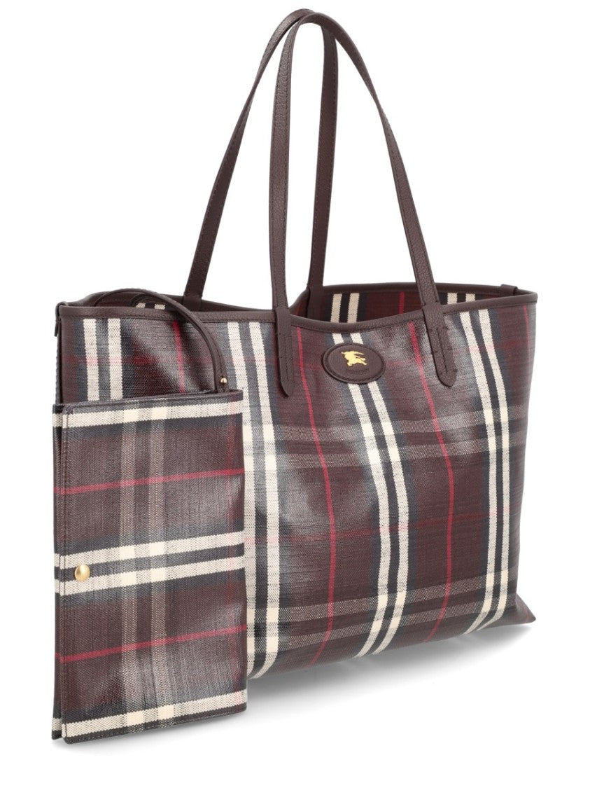 Burberry Classic Plaid Structured Bordeaux Shoulder Bag