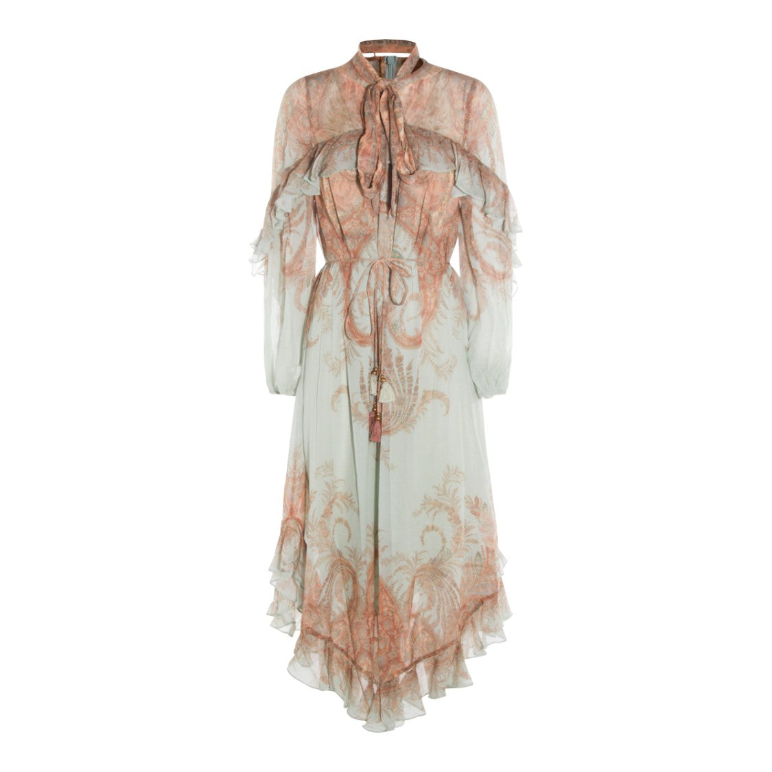 Zimmermann Asymmetrical Hem Mint Dress With Ruffle Details