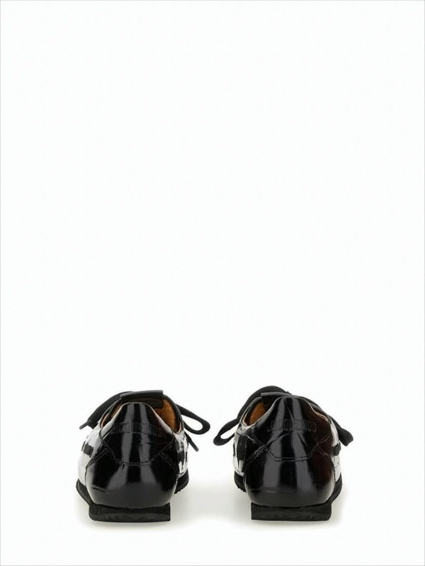 Jacquemus Glossy Black Leather Loafers With Bow Detail
