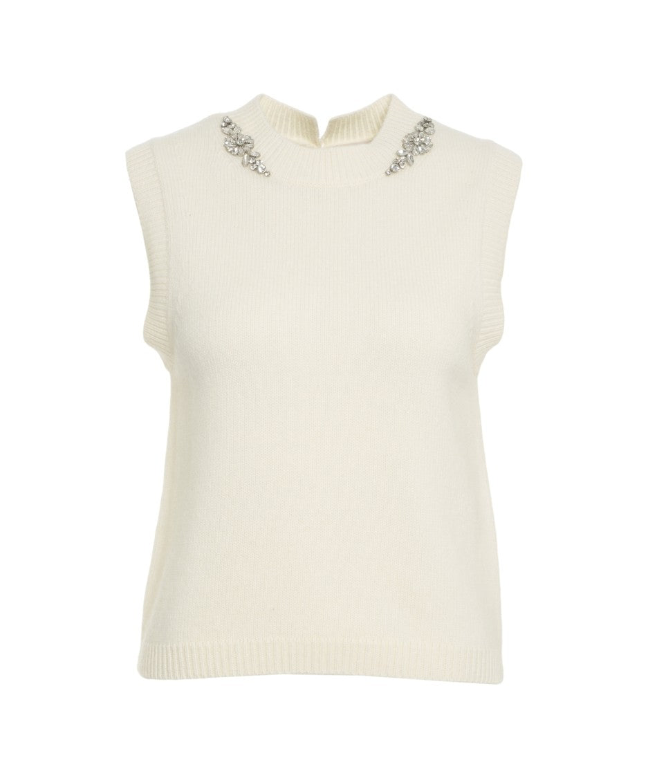 Semi Couture Knitted Top With Rhinestone Application