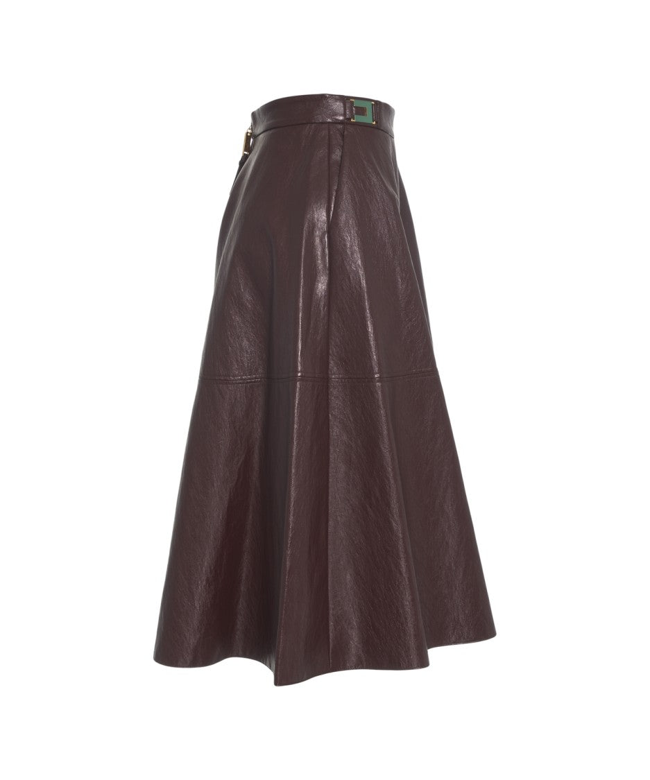 Elisabetta Franchi Faux Leather Midi Skirt