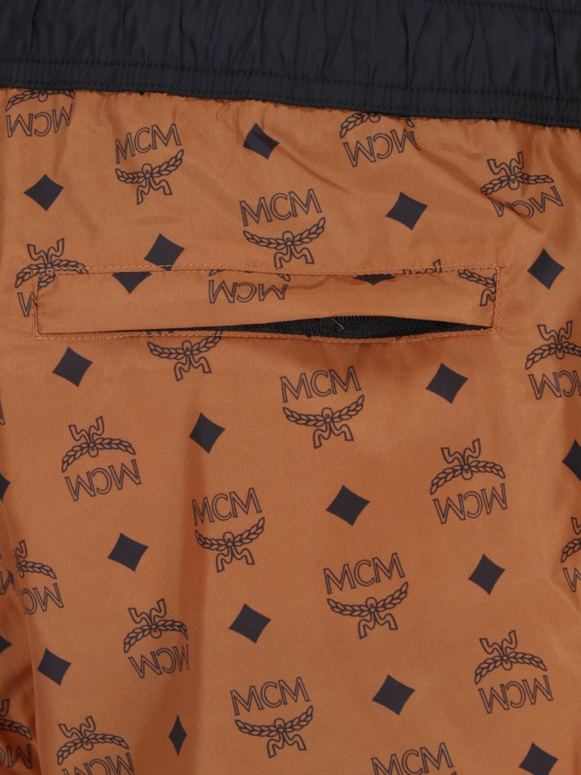 Mcm Brown Visetos Monogram Swim Shorts