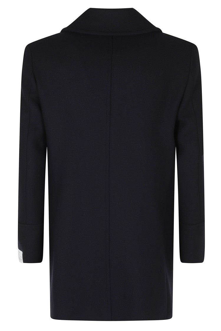 Breras Milano Blue Double-Breasted Wool-Blend Coat