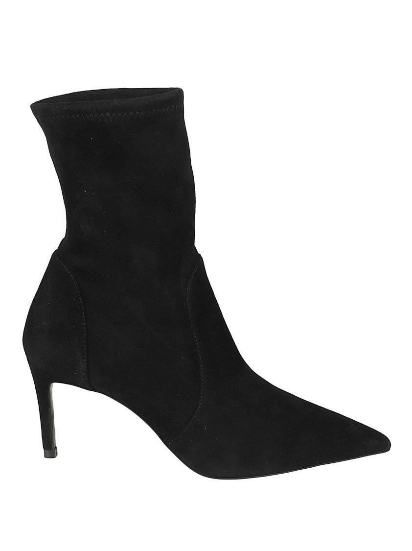 Stuart Weitzman Power 75 Pointed Toe Calf Suede Ankle Boots