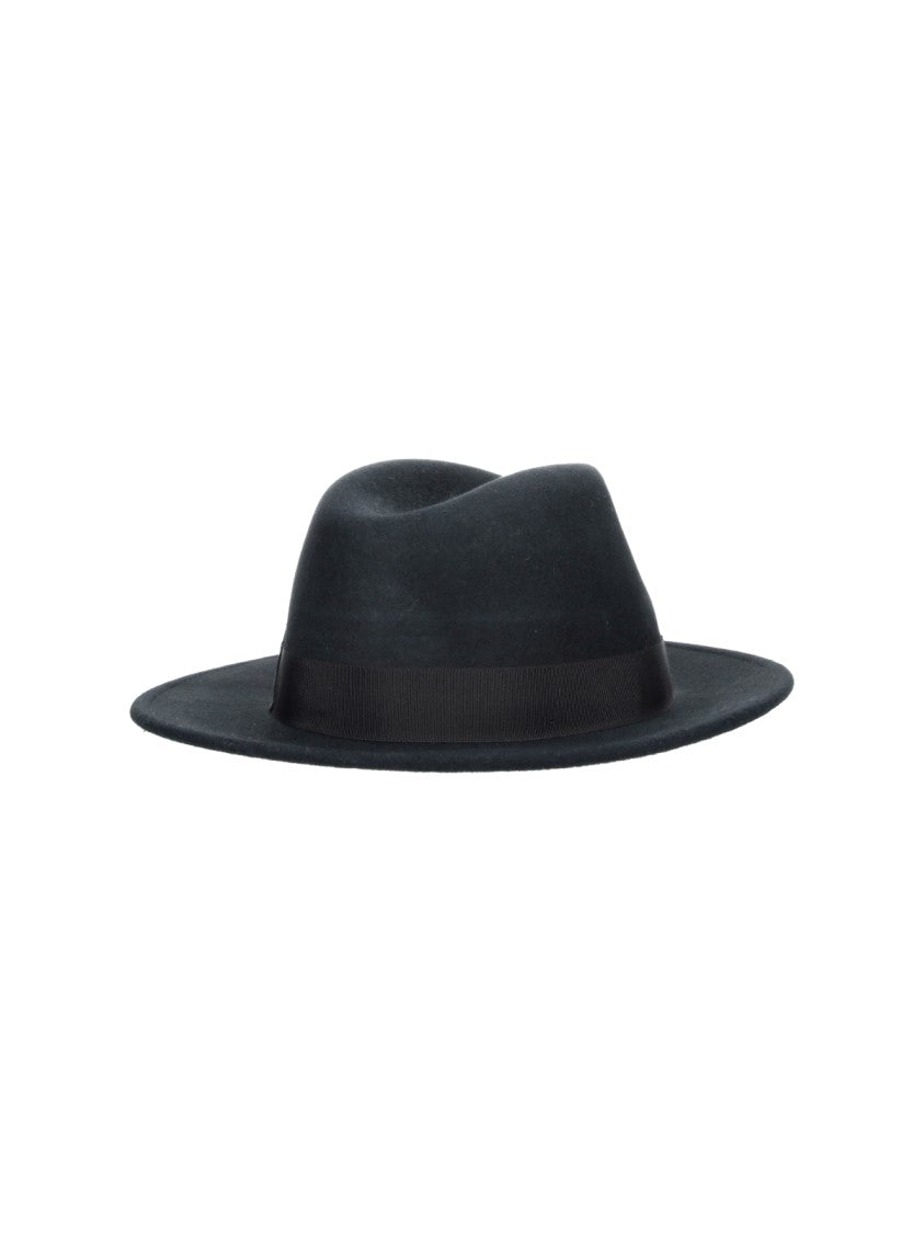 Borsalino Wide-Brimmed Merino Wool Fedora With Tonal Ribbon