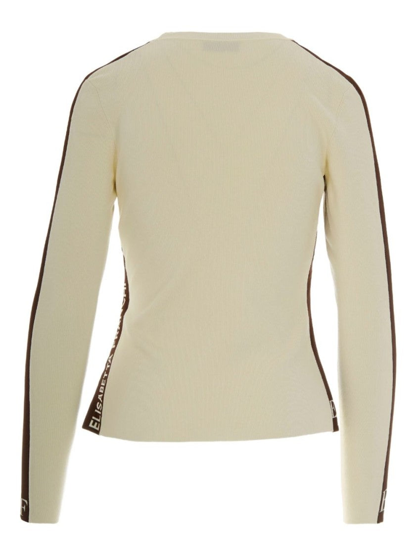 Elisabetta Franchi Fitted Long-Sleeve Knit Sweater With Contrasting Panels