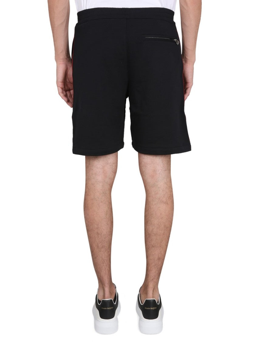 Alexander Mcqueen Bermuda Shorts With Selvedge Logo Band