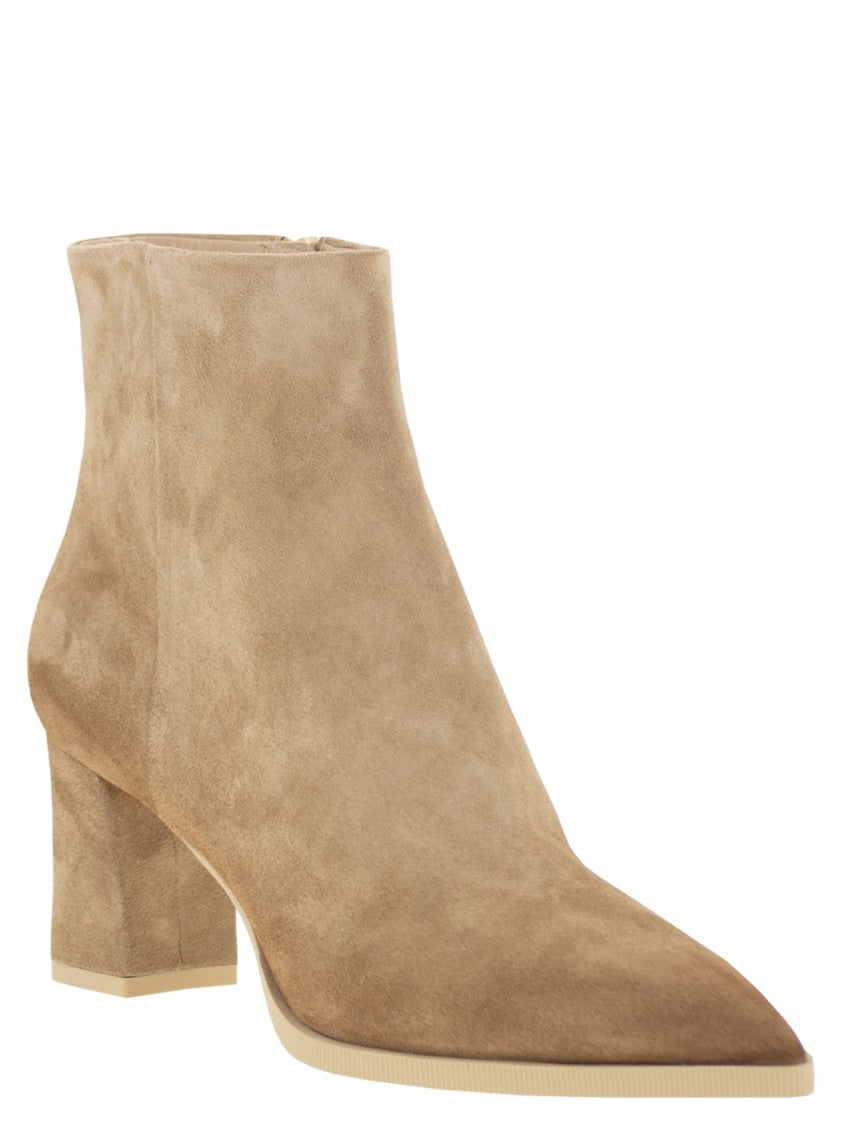 Santoni Mid-Heel Suede Ankle Boots