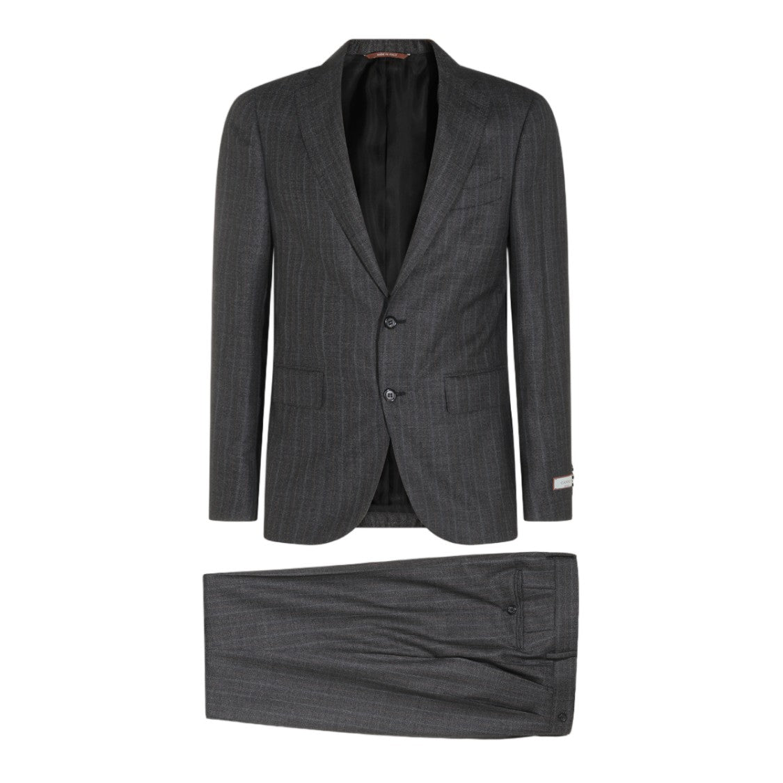 Canali Tailored Grey Suit With Notched Lapel And Subtle Check Pattern