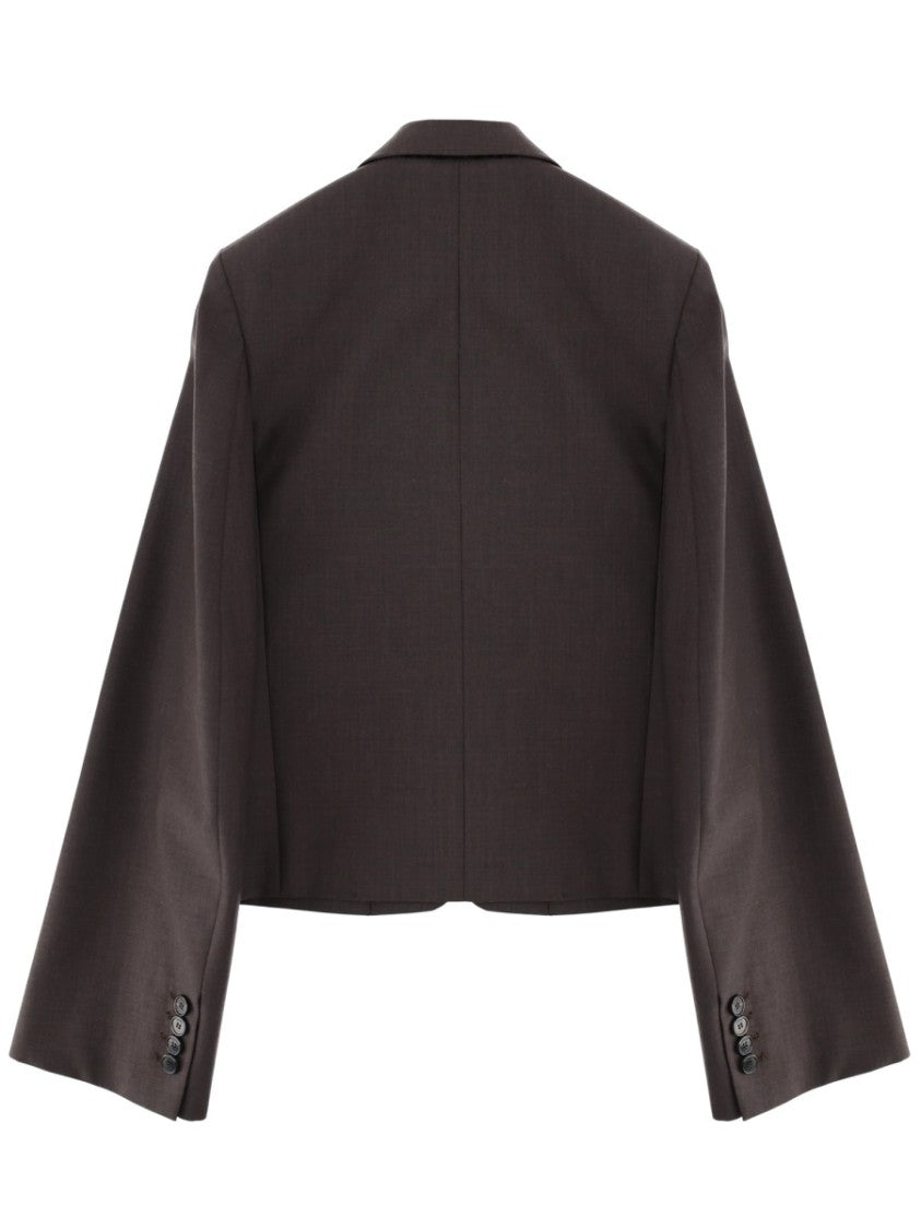 J. W. Anderson Cropped Wool Jacket With Notched Lapel And Flared Sleeves