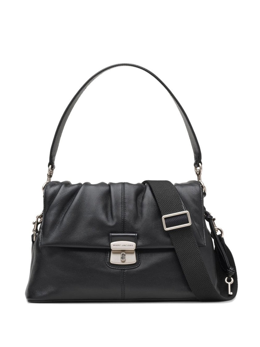 Marc Jacobs Shoulder Bag In Ruched Black Lamb Leather