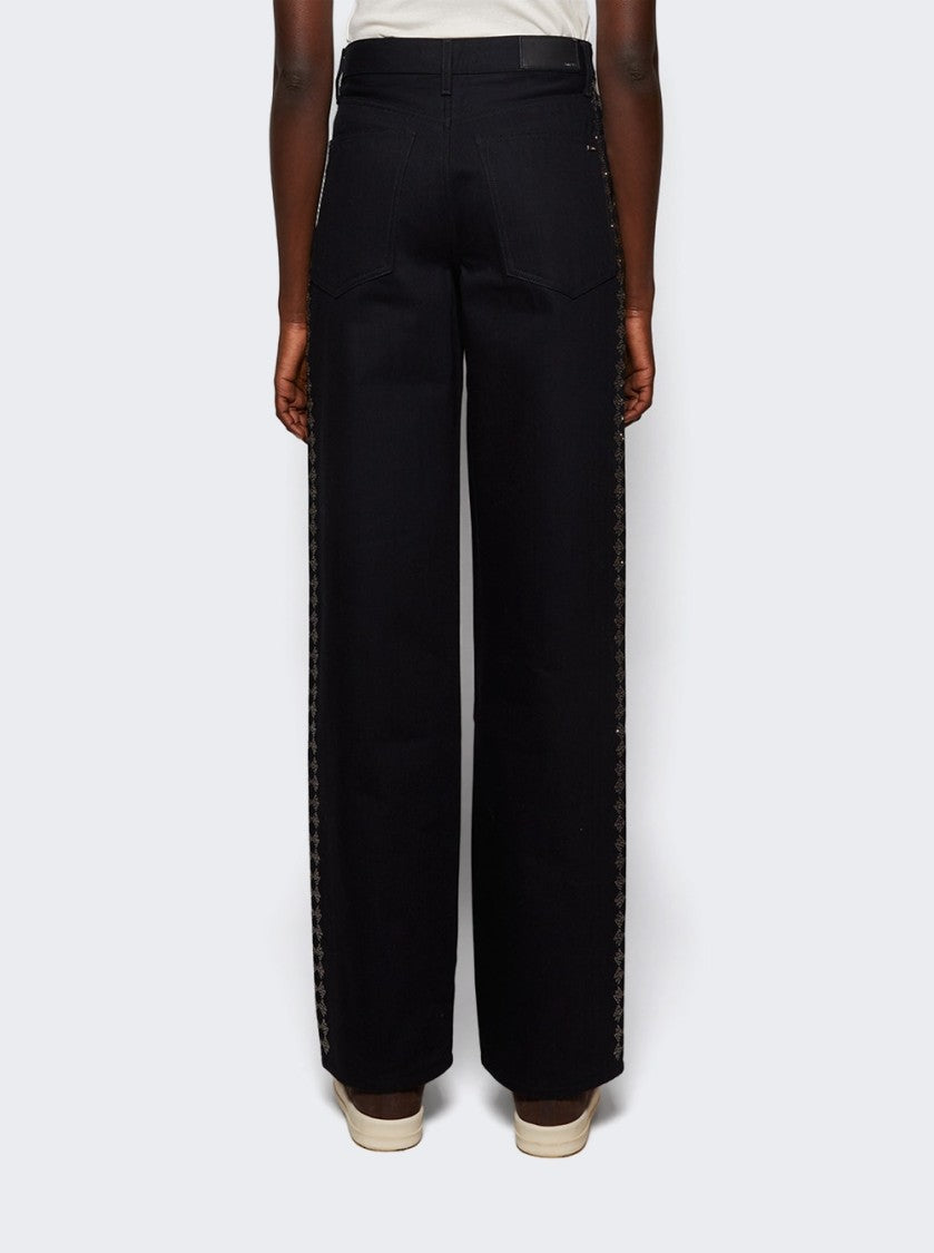 Amiri Quad Cyrstal Wide Leg Jeans Black