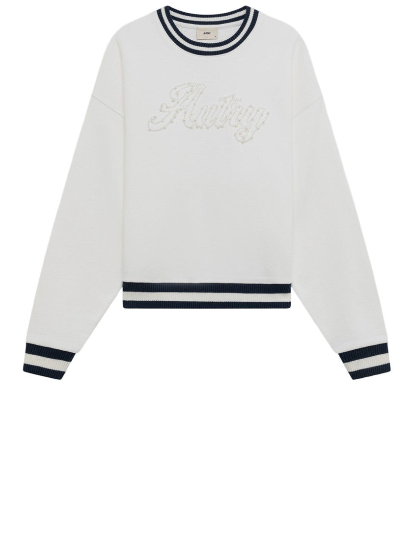Autry Cotton Sweatshirt With Beaded Logo Detail