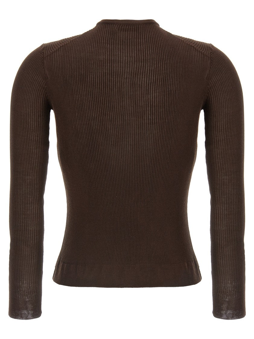 Magda Butrym Ribbed Silk Sweater With Crew Neck