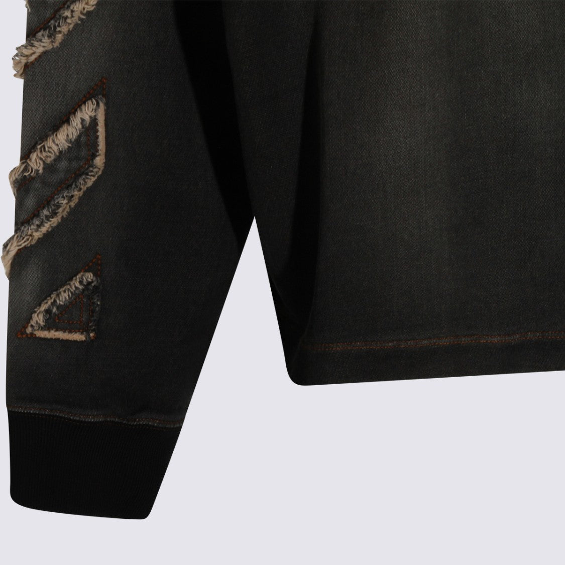 Off-White Hooded Jacket With Textured Chevron Patches
