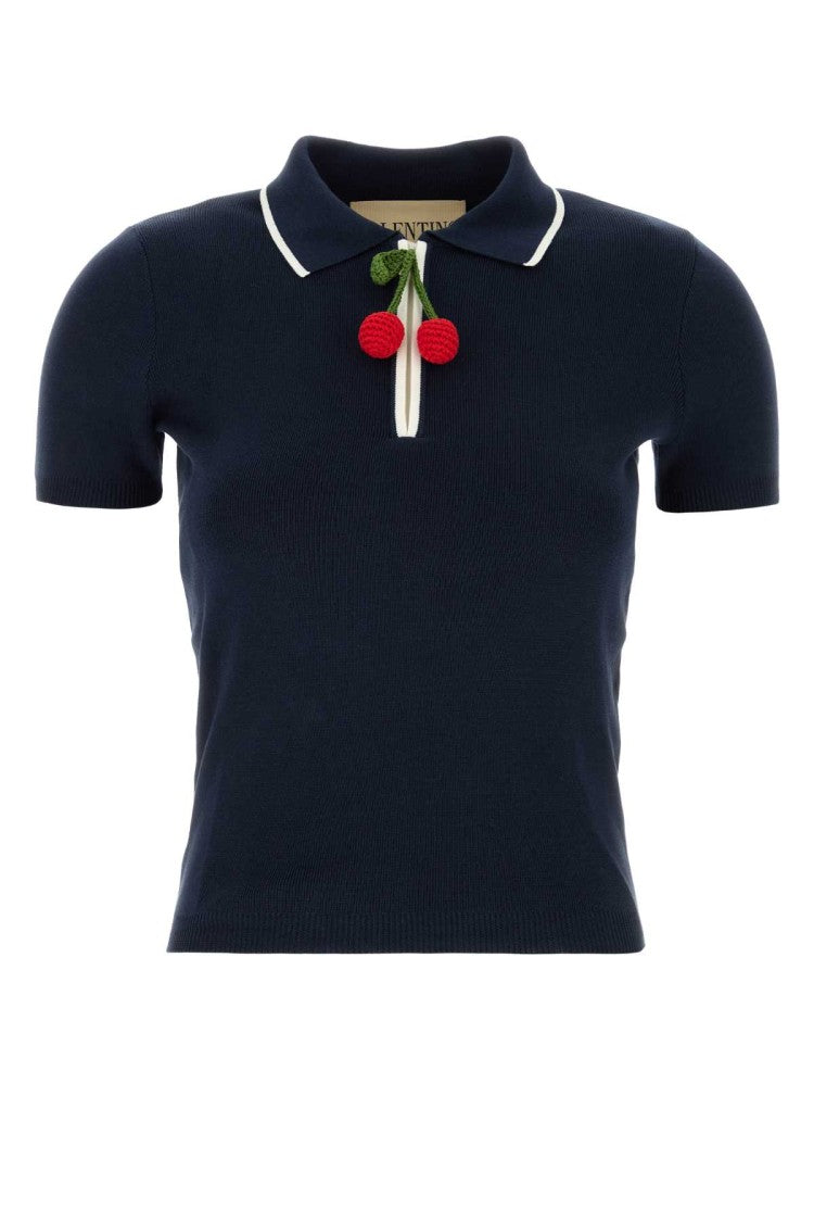 Valentino Garavani Dark Blue Cotton Polo Shirt