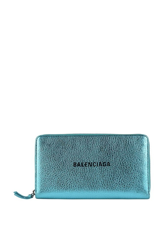 Balenciaga Turquoise Metallic Calf Leather Wallet