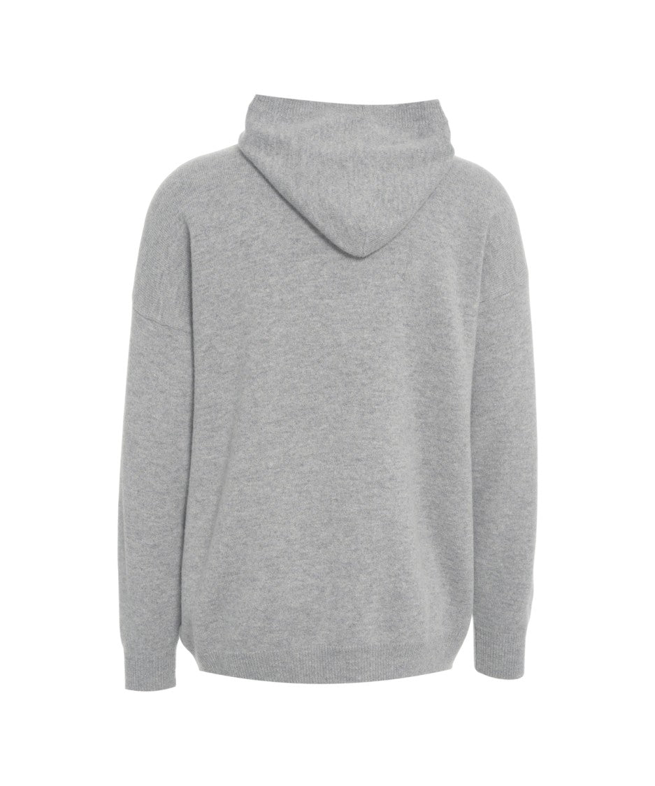 Amaranto Relaxed Fit Knit Sweater With Hood And Kangaroo Pocket