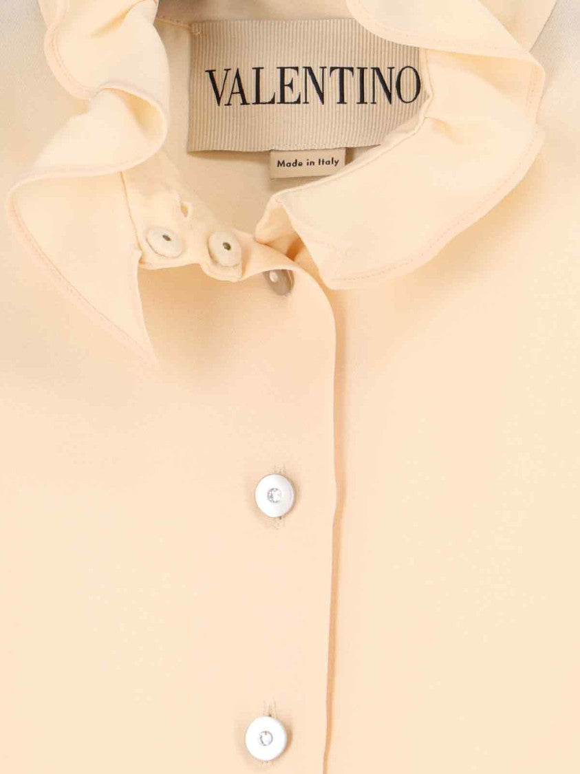 Valentino Silk Shirt With Ruffles – Beige