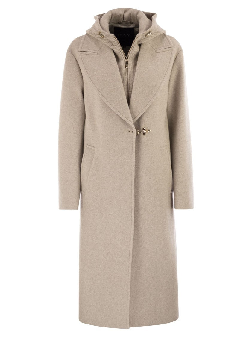Fay Double Front Wool Jersey Coat