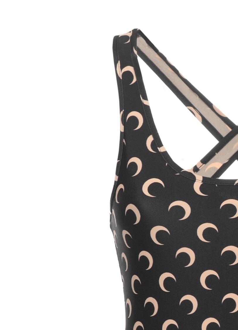 Marine Serre Black Moon Pattern Monokini Swimsuit