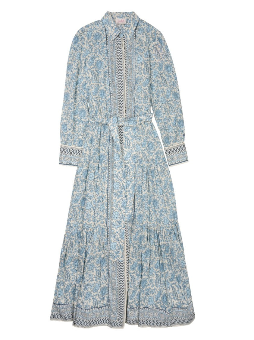 Mc2 Saint Barth Maxi Cotton Dress With Floral Pattern