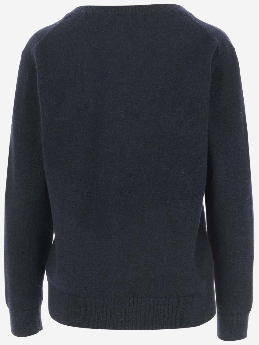 Vince Cashmere V-Neck Pullover With Ribbed Edges