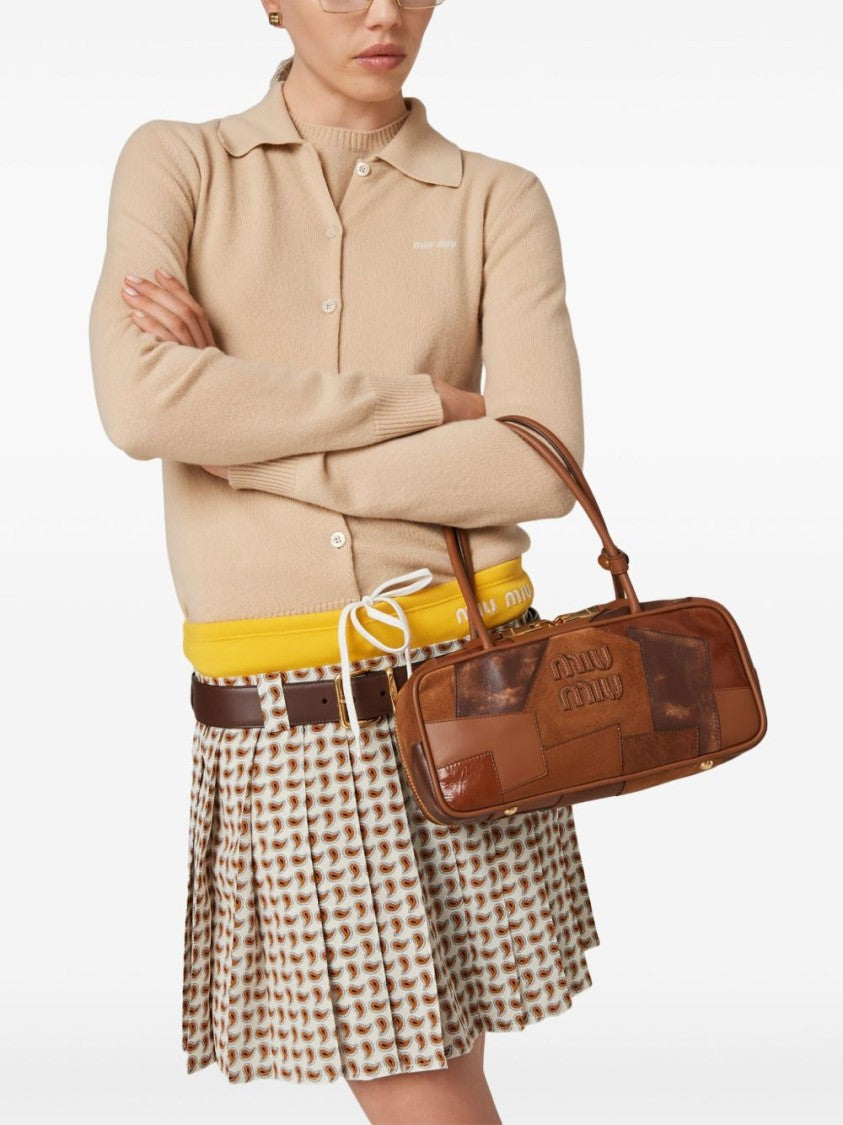 Miu Miu Patchwork Brown Leather Handbag