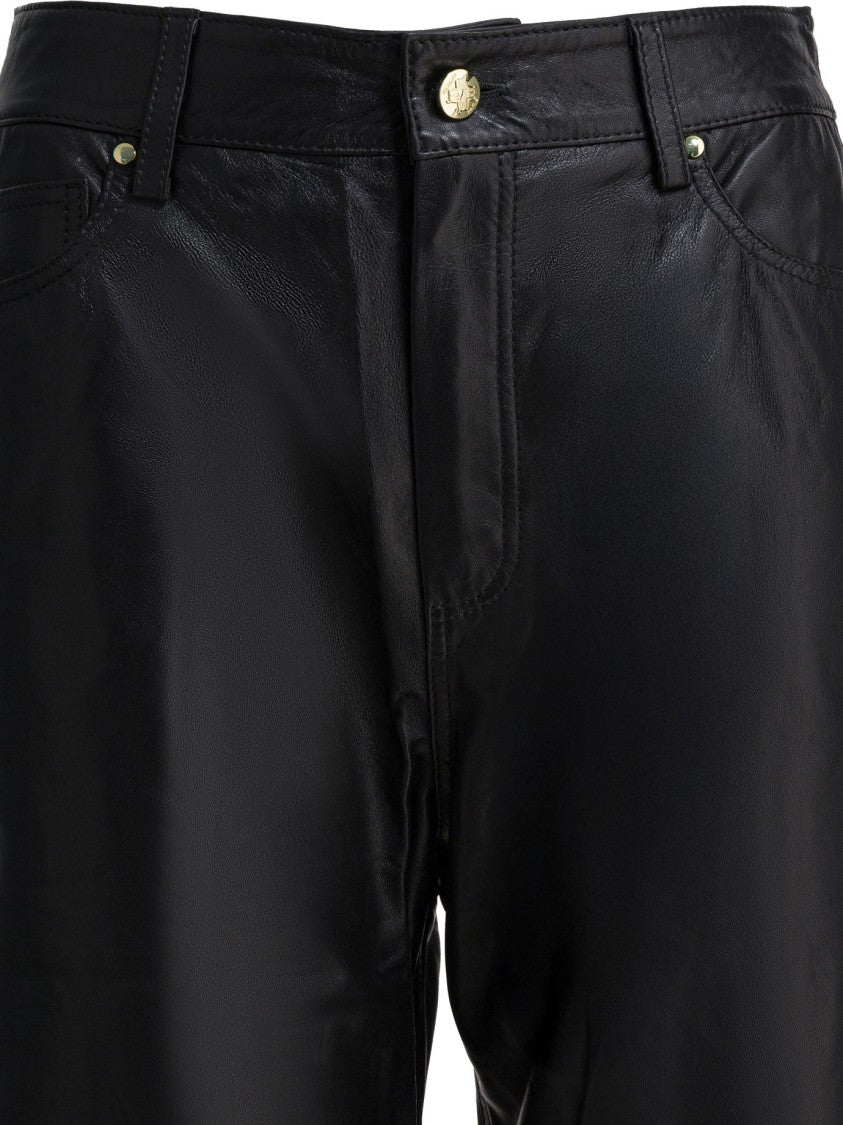 Max&Moi Straight-Leg Leather Trousers With Classic Five-Pocket Design