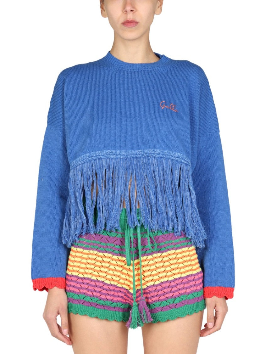 Gallo 1927 Fringe Detail Crew Neck Sweater