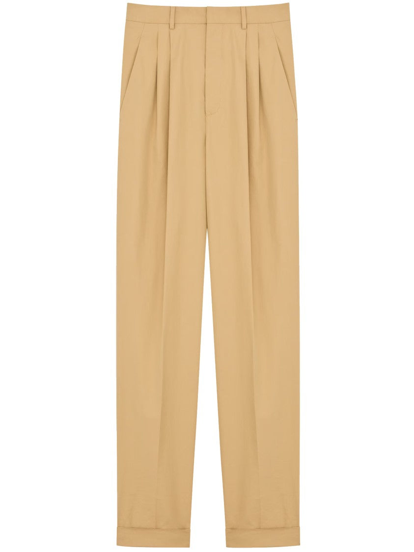 Saint Laurent Neutral Pantaloni Slim-Fit Tailored Trousers