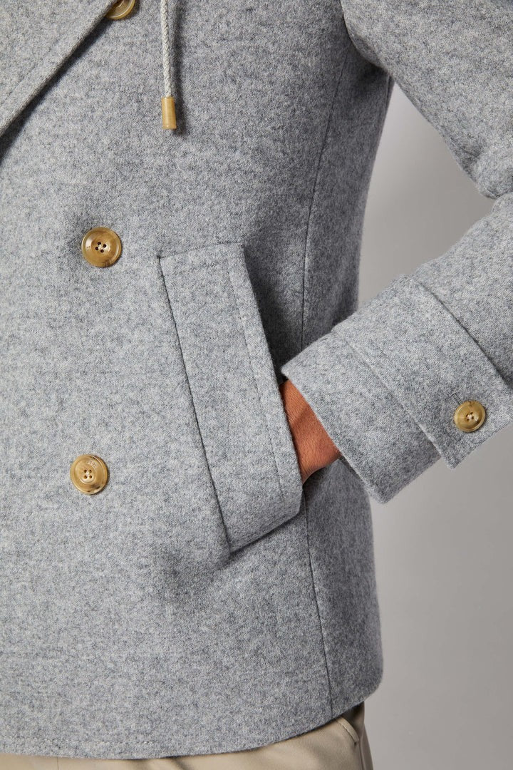 L.B.M. 1911 Light Grey Peacoat With Hood