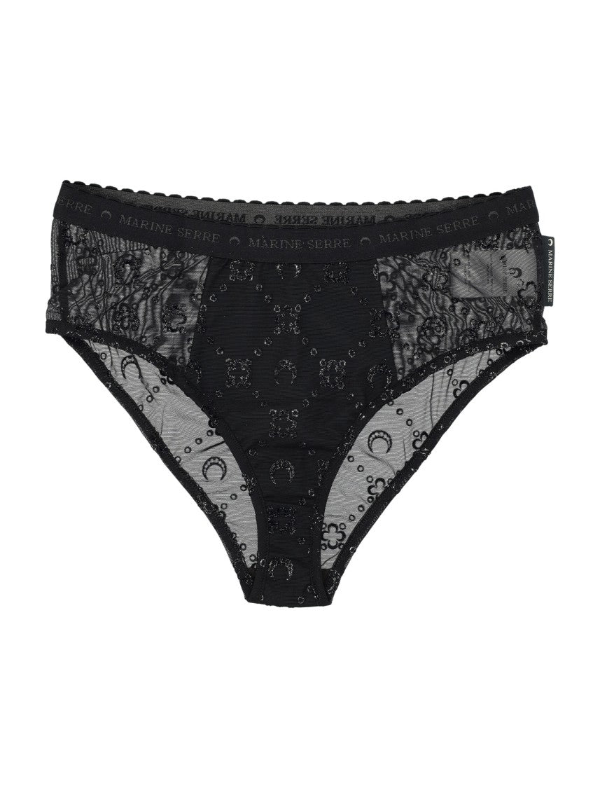 Marine Serre High Elastic Brief Mesh Flock Glitter