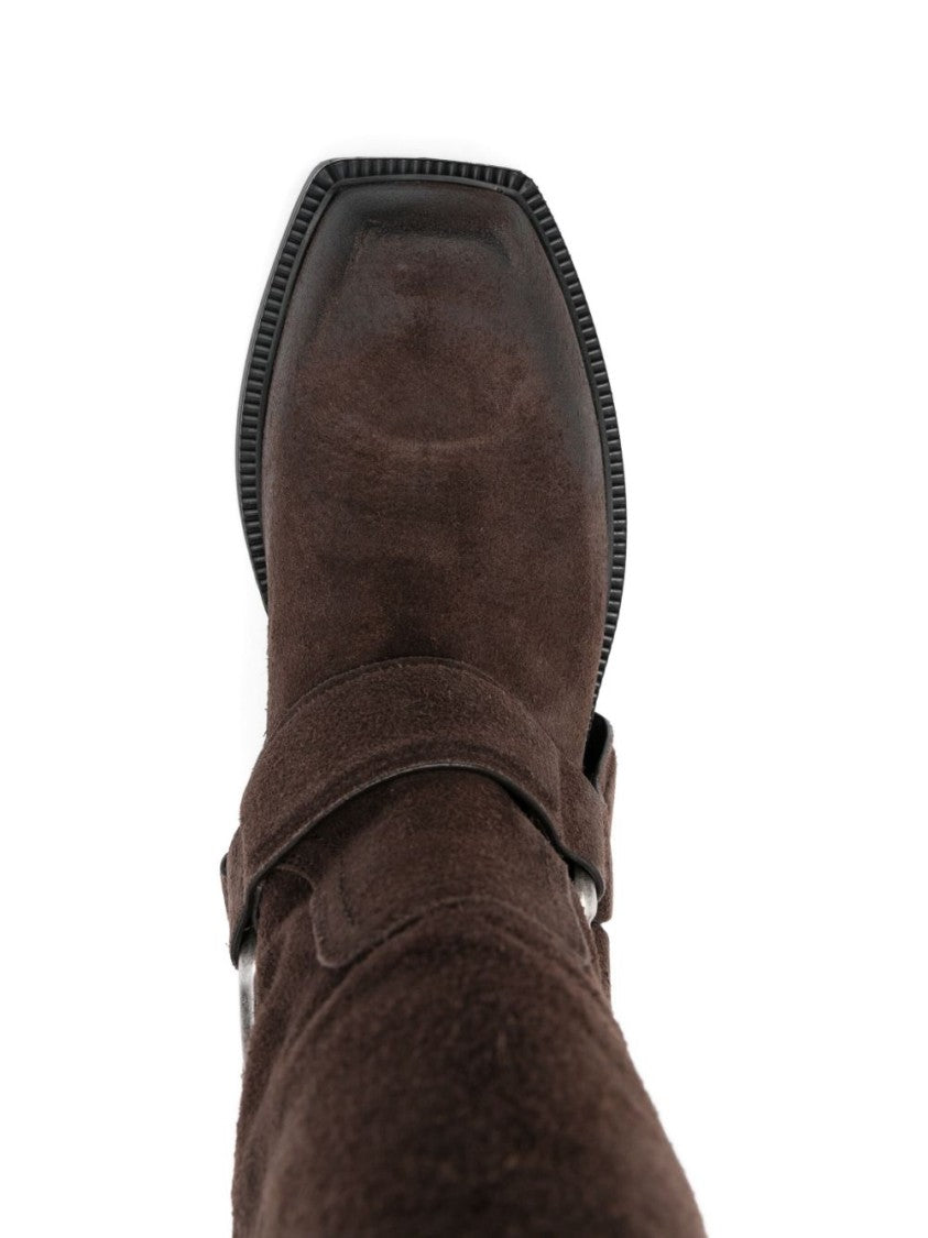 Vic Matié Dark Brown Saddle Suede Squared Boots