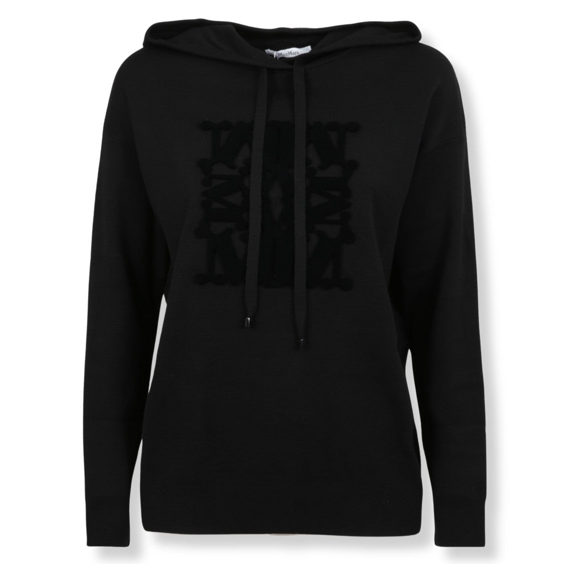 Max Mara Oversized Black Hoodie With Adjustable Drawstring