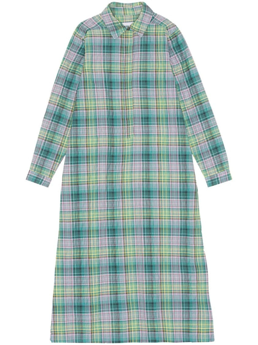 Ganni Seersucker Check Shirt Dress