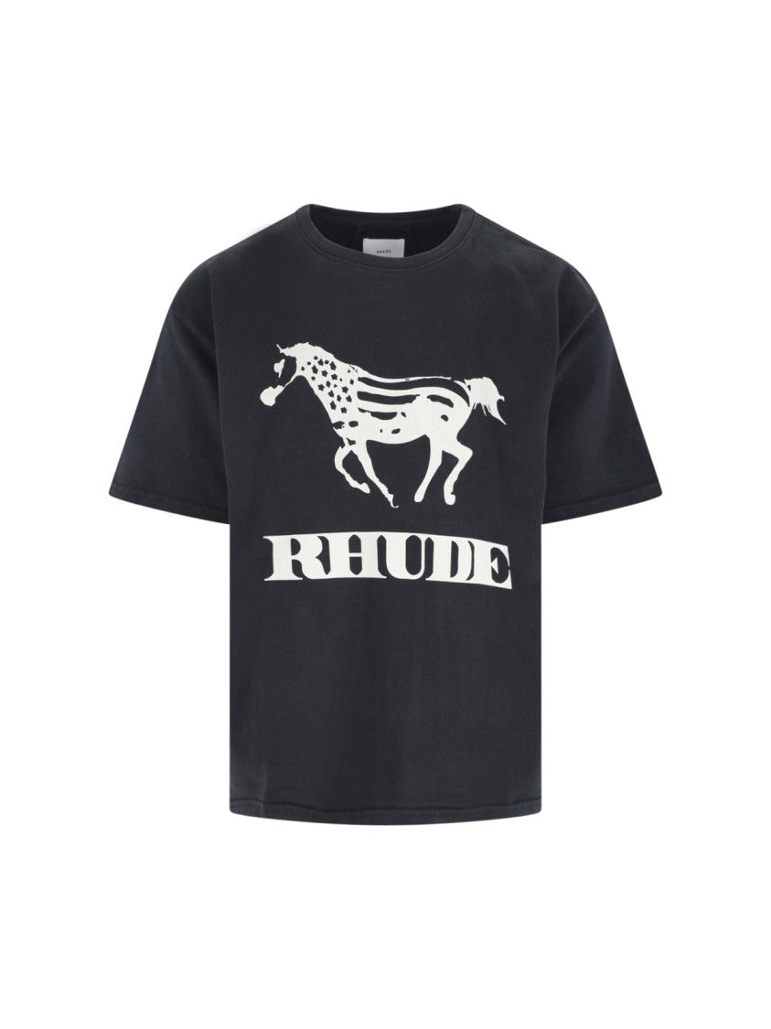 Rhude Classic Black T-Shirt With Timeless Design