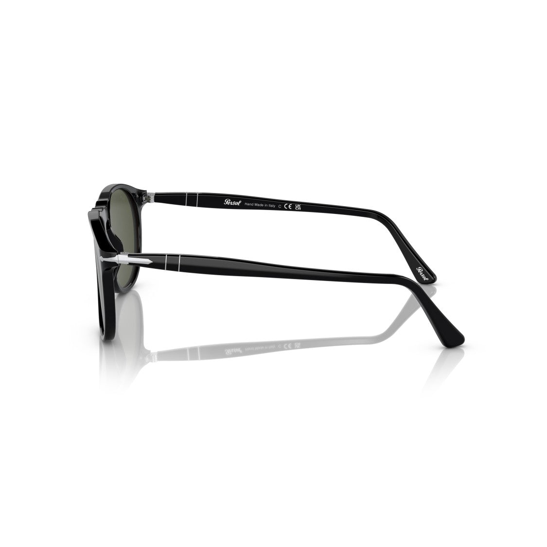 Persol 0Po9649s Classic Aviator Sunglasses With Glossy Black Acetate Frame
