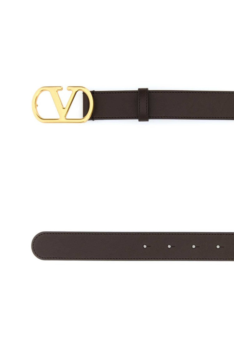 Valentino Garavani Dark Brown Leather Vlogo Signature Belt