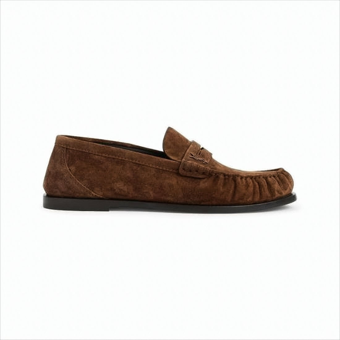 Saint Laurent Suede Calfskin Loafers With Signature Logo Accent